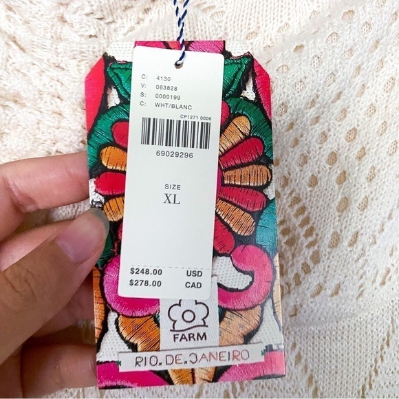 Farm Rio Dress Anthropologie Crochet Maxi Strapless Beach White XL NWT - Picture 5 of 7